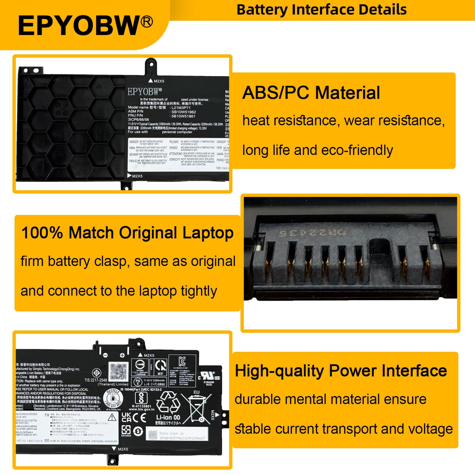 Amazon.com: EPYOBW L21M3P71 Laptop Battery 39.3Wh Compatible with